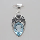 Pear Cut Green Amethyst Silver Pendants