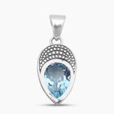 Pear Cut Green Amethyst Silver Pendants