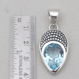 Pear Cut Green Amethyst Silver Pendants
