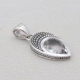 Pear Cut Green Amethyst Silver Pendants
