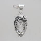 Pear Cut Green Amethyst Silver Pendants
