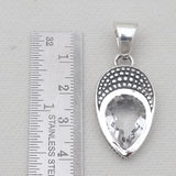 Pear Cut Green Amethyst Silver Pendants