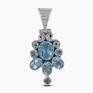 925 Sterling Silver Blue Topaz Pendants