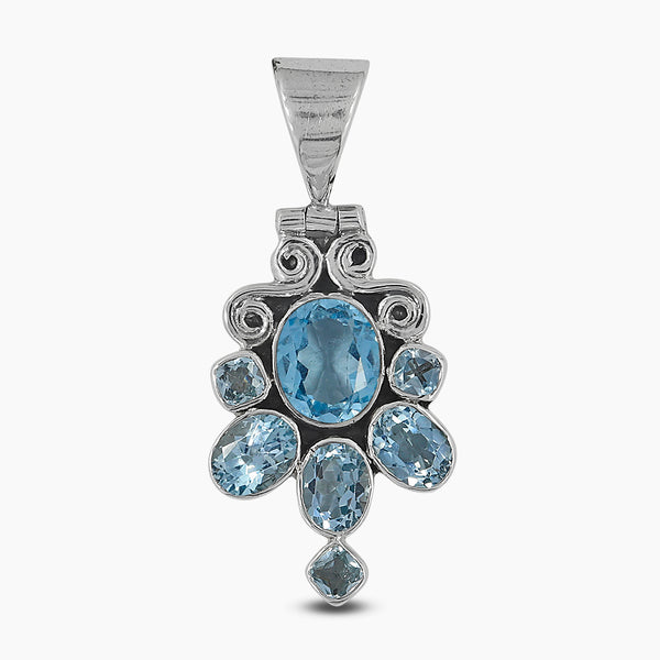 925 Sterling Silver Blue Topaz Pendants