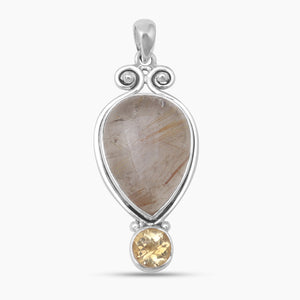 925 Sterling Silver Rutilated Quartz Pendants