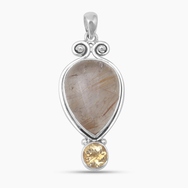 925 Sterling Silver Rutilated Quartz Pendants