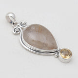 925 Sterling Silver Rutilated Quartz Pendants