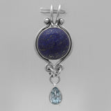 Lapis Lazuli & Topaz Silver Drop Pendants