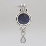 Lapis Lazuli & Topaz Silver Drop Pendants