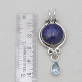 Lapis Lazuli & Topaz Silver Drop Pendants