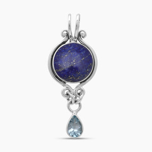 Lapis Lazuli & Topaz Silver Drop Pendants