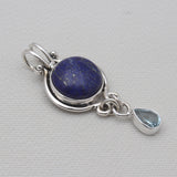 Lapis Lazuli & Topaz Silver Drop Pendants