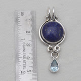 Lapis Lazuli & Topaz Silver Drop Pendants