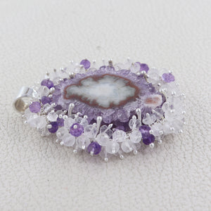 925 Silver Amethyst Slice Pendant