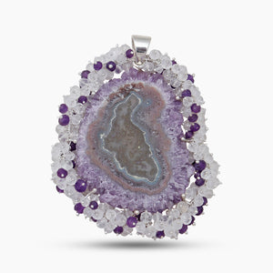 925 Sterling Silver Amethyst Slice Pendants