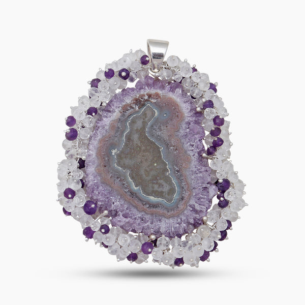 925 Sterling Silver Amethyst Slice Pendants