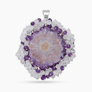 925 Sterling Silver Amethyst Slice Pendants