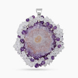 925 Sterling Silver Amethyst Slice Pendants