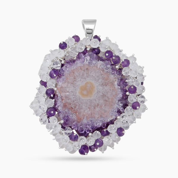 925 Sterling Silver Amethyst Slice Pendants