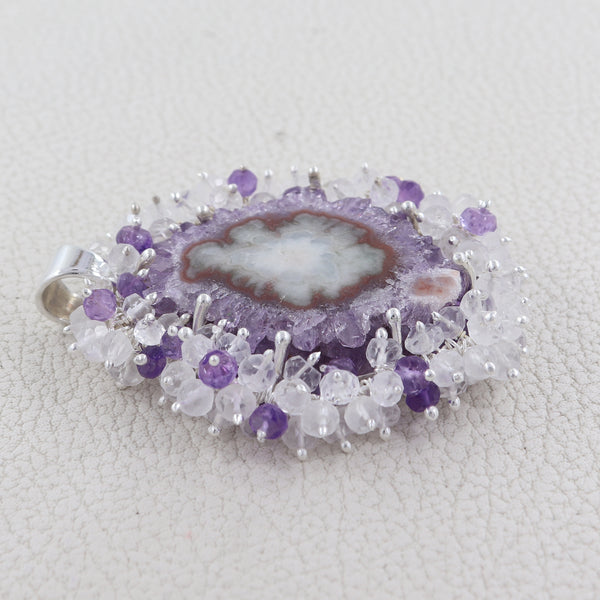 925 Silver Amethyst Slice Pendant