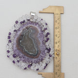 925 Sterling Silver Amethyst Slice Pendants