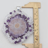 925 Sterling Silver Amethyst Slice Pendants