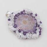 925 Sterling Silver Amethyst Slice Pendants