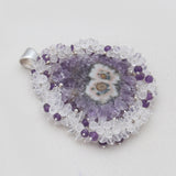 925 Sterling Silver Amethyst Slice Pendants