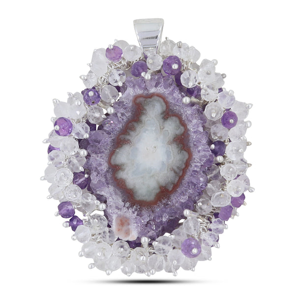 925 Silver Amethyst Slice Pendant