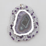 925 Sterling Silver Amethyst Slice Pendants