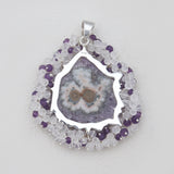 925 Sterling Silver Amethyst Slice Pendants