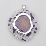 925 Sterling Silver Amethyst Slice Pendants