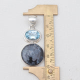Pietersite & Blue Topaz Silver Pendants