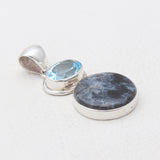 Pietersite & Blue Topaz Silver Pendants