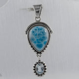 Natural Larimar Pearl Sterling Silver Pendant