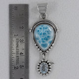 Natural Larimar Pearl Sterling Silver Pendant