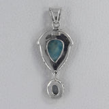 Natural Larimar Pearl Sterling Silver Pendant