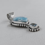 Natural Larimar Pearl Sterling Silver Pendant