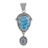 Natural Larimar Pearl Sterling Silver Pendant