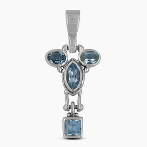 Natural Blue Topaz Silver Pendants