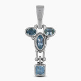 Natural Blue Topaz Silver Pendants