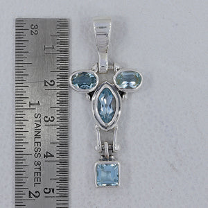 Natural Blue Topaz Silver Pendants