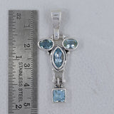 Natural Blue Topaz Silver Pendants