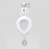 Rainbow Moonstone Silver Drop Pendants