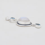 Rainbow Moonstone Silver Drop Pendants