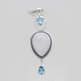 Rainbow Moonstone Silver Drop Pendants