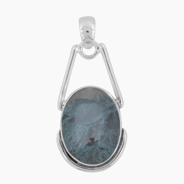 925 Sterling Silver Moss Agate Pendants