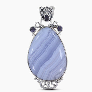925 Silver Blue Lace Agate Pendants