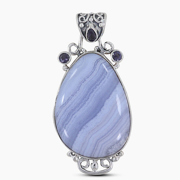 925 Silver Blue Lace Agate Pendants