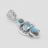 Blue Copper Turquoise Silver Pendants